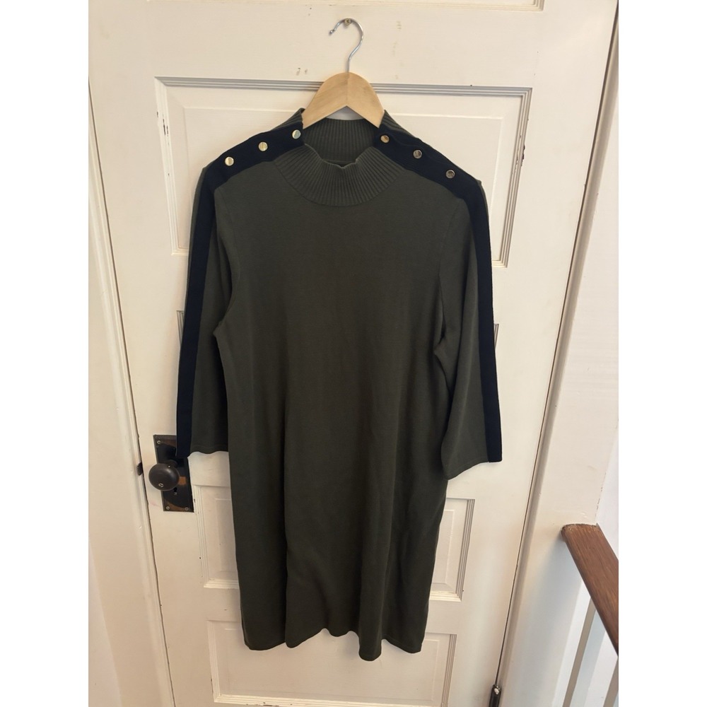 Nine West Women's‎ Green Sweater 3/4 Sleeve Shoulder Snaps Size XL $79